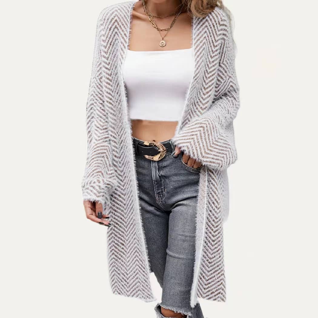 Creating Cozy Striped Open Front Open Front Cardigan Sweater