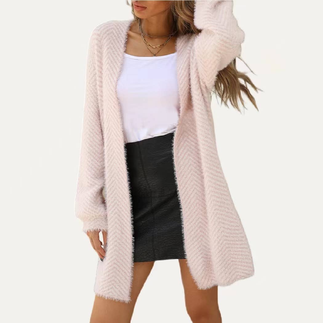 Creating Cozy Striped Open Front Open Front Cardigan Sweater