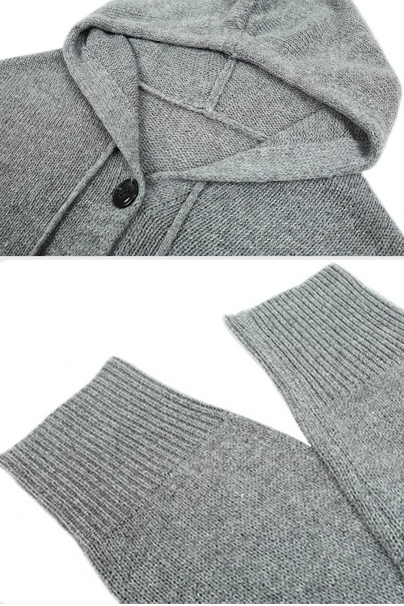 KNITTED HOODY STYLE BUTTON DOWN CARDIGAN