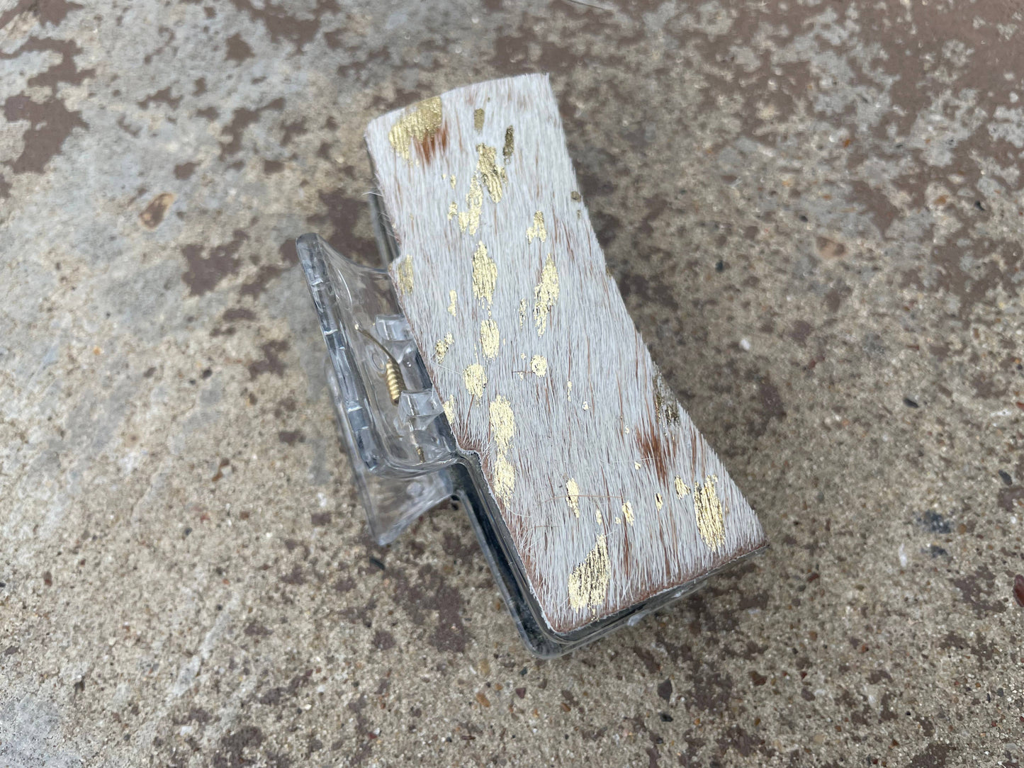 Acid Wash Gold Cowhide Hair Claw Clips 3"