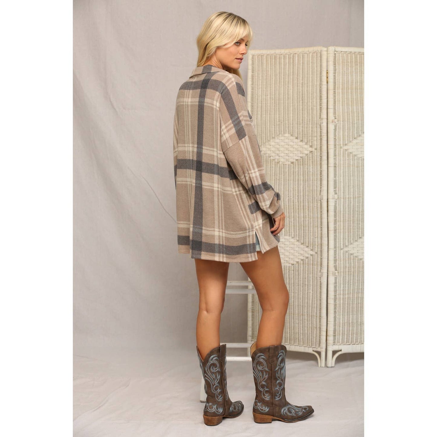 Brushed Cashmere Plaid Shacket