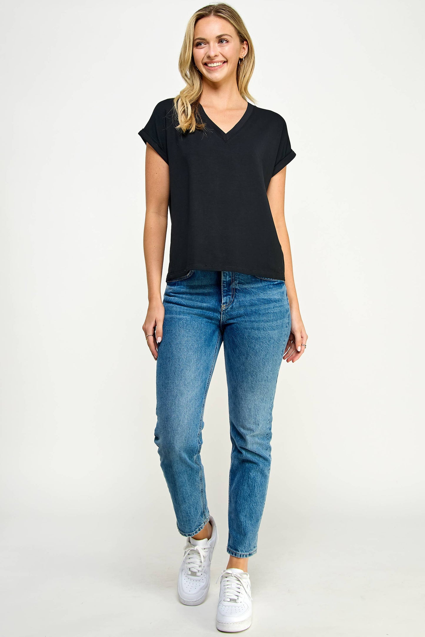 V Neck Tee - Black
