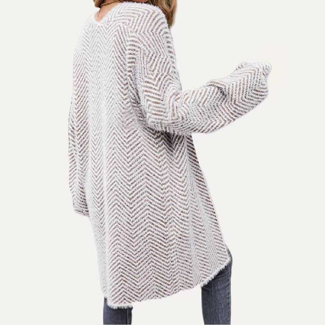 Creating Cozy Striped Open Front Open Front Cardigan Sweater