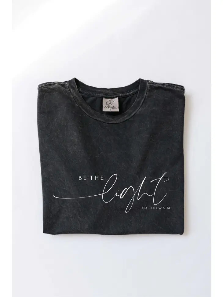 Be the Light Mineral Washed Graphic Tee - Mineral Black