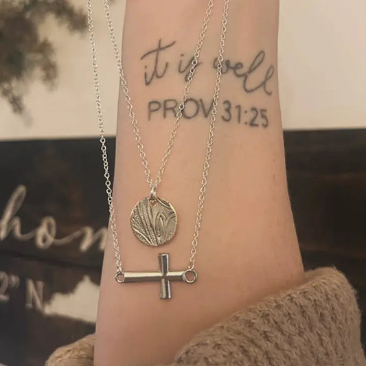 Sideways Cross Layered Necklace