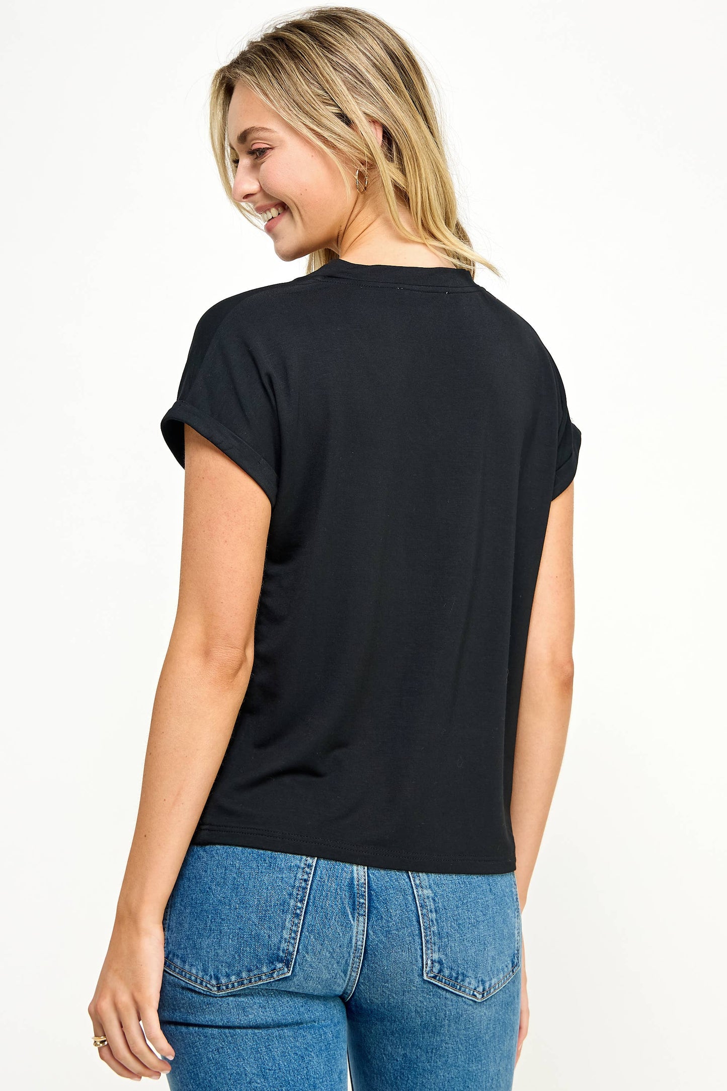V Neck Tee - Black