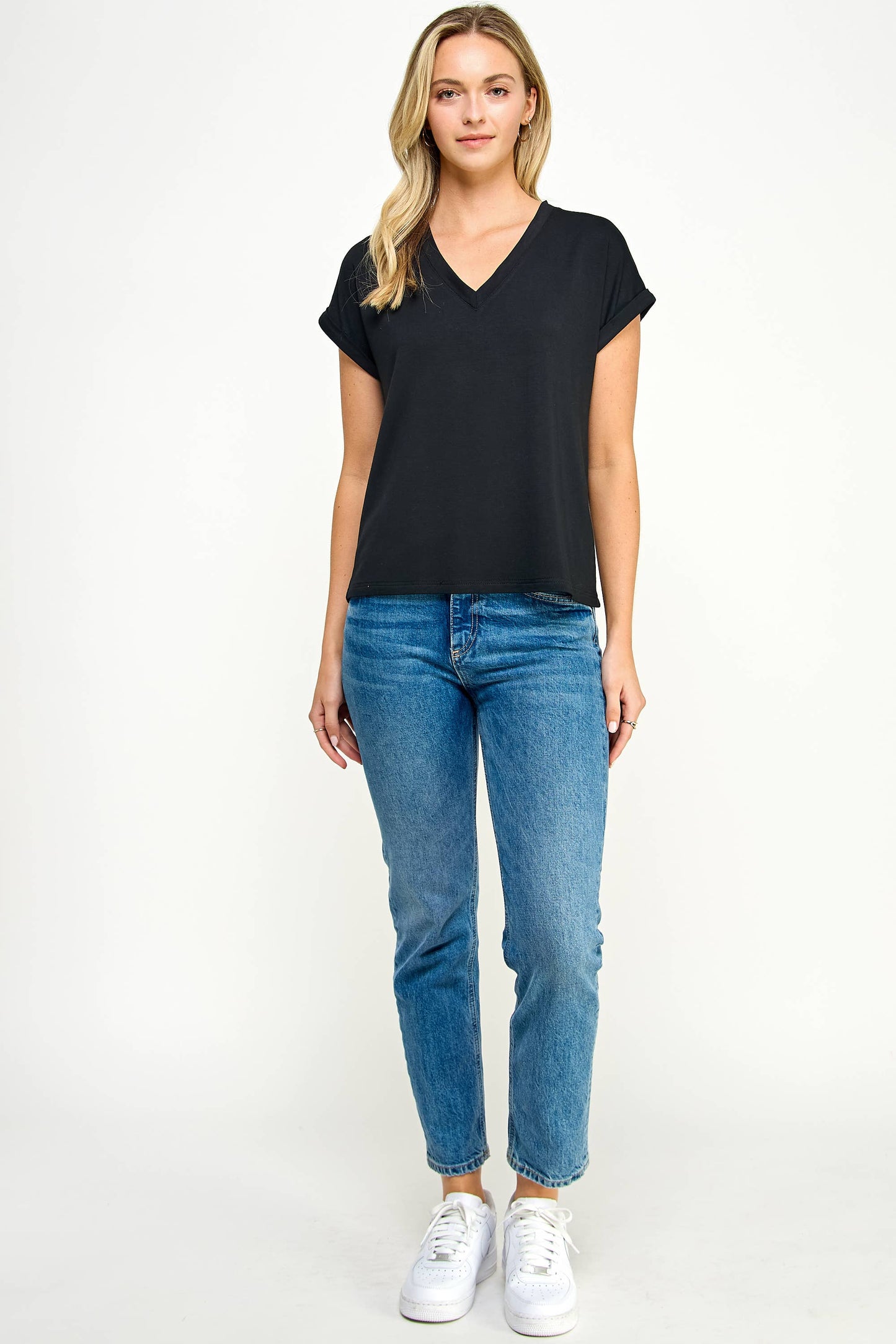 V Neck Tee - Black