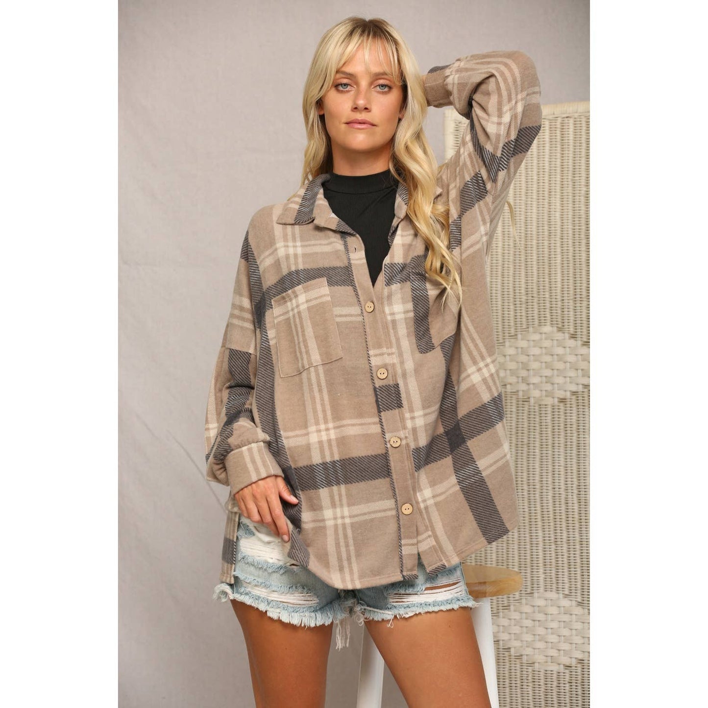 Brushed Cashmere Plaid Shacket
