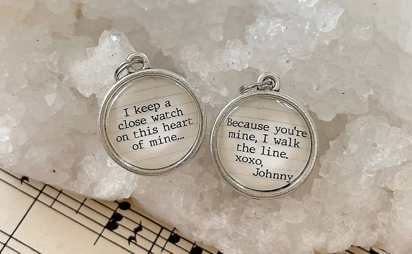 Johnny Cash XO Walk the Line Double Sided Round Charm
