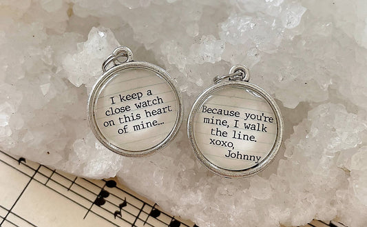 Johnny Cash XO Walk the Line Double Sided Round Charm