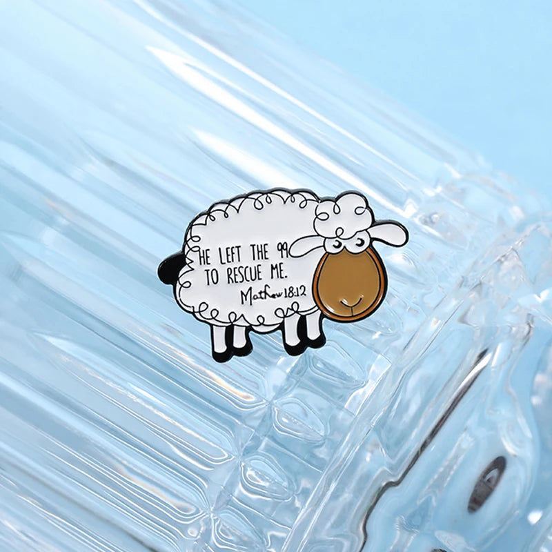 He Left the 99 to Rescue Me Enamel Pin Cute Sheep Lamb Christian Faith Jesus Scripture Religious Brooch Lapel Badge Jewelry Gift