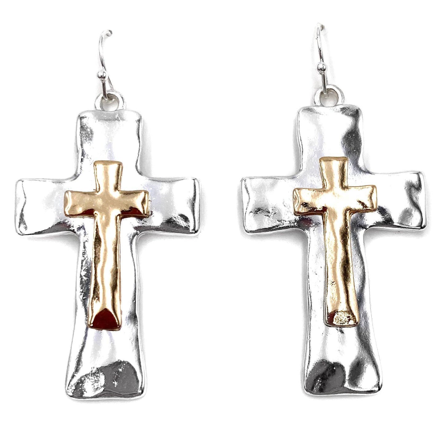 Layered Cross Silver/Gold Dangle Earring