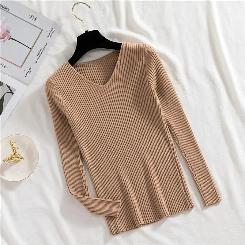 Casual Long Sleeve Knitted Pullover 2025 Autumn Winter Women Sweaters Femme Basic Solid Jersey Tops Fashion Clothes