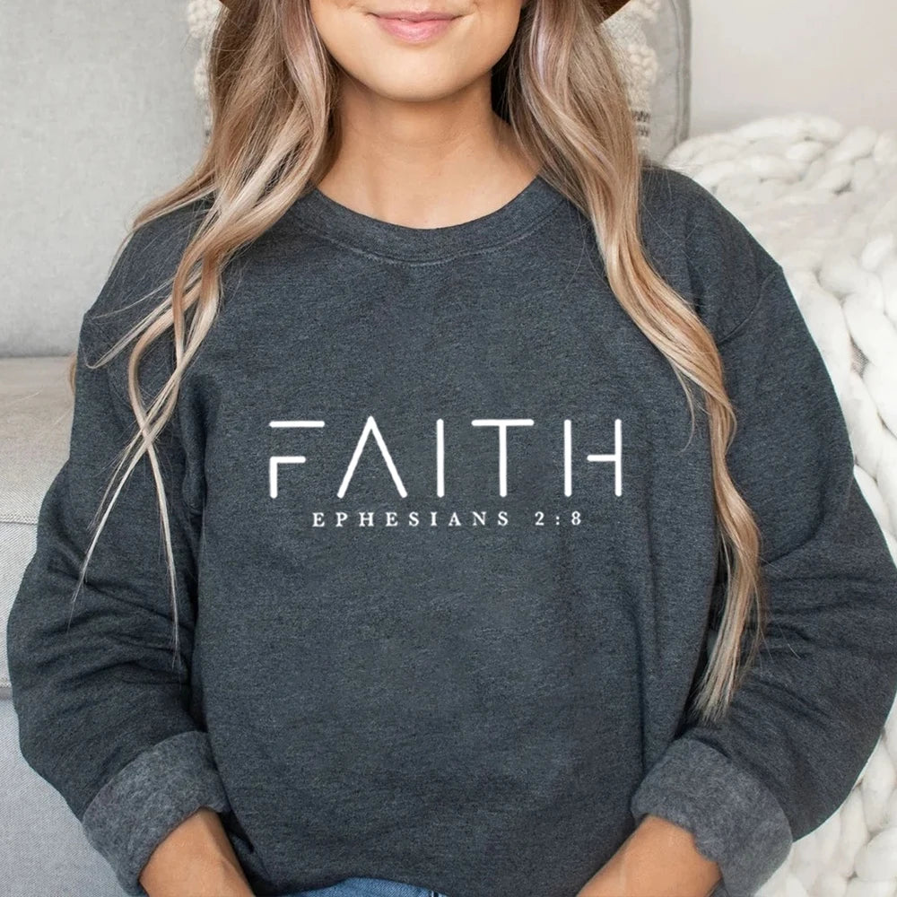 Trendy Faith Sweatshirt Bible Verse Shirt Christian Clothing Women Streetwear Sweater Hoodie Aesthetic Clothes