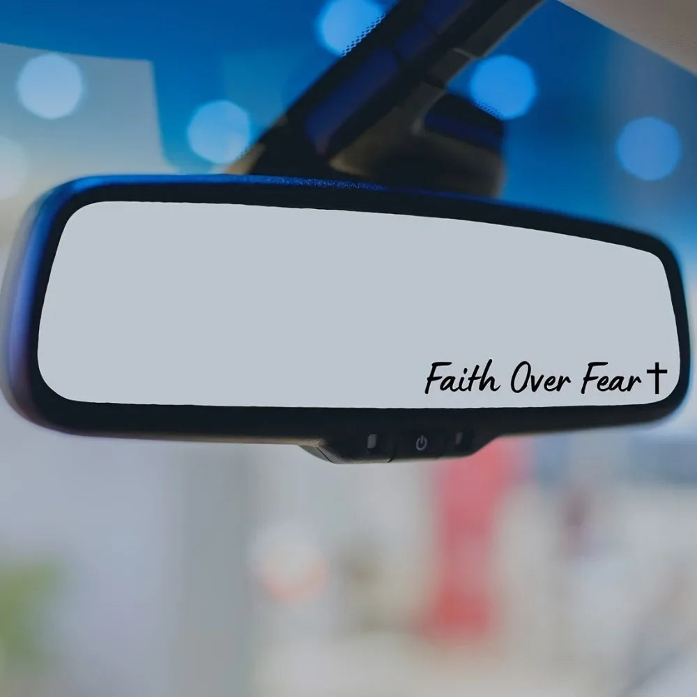2PCS Faith Over Fear Car Stickers Waterproof for Rearview Mirror Windows Decor Durable Vinyl Decals Motorcycle Accessories