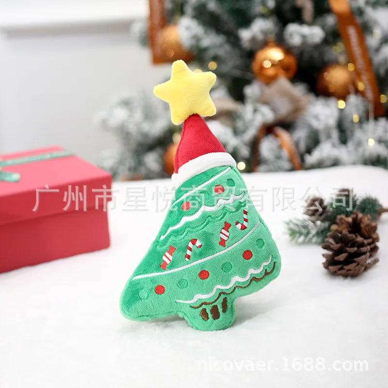 Pet Christmas Plush Sound Toy Thorn Bear Snowman Christmas Tree Toy Puppy Dog Stuff Products Toys for Small Dogs Accessories