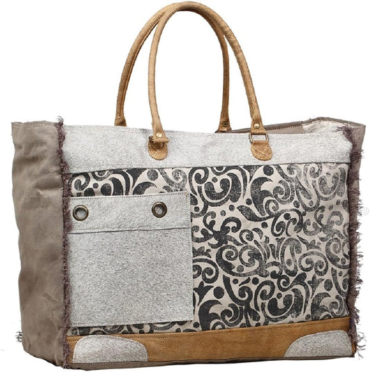 1199 Hide and Floral Print Weekender Bag