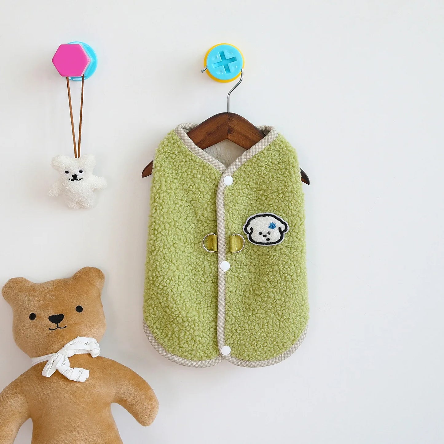 Pet Dog Snap-Button Jacket Autumn/Winter New Arrival Teddy Vest Bichon Frise Warm Shearling Vest Dog Stuff