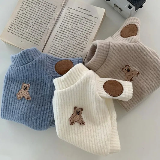 Dog Knitted Bottoming Shirt Winter Pet Clothing Teddy Bear Warm Vest Soft Two-Piece Pullover for Puppies Dog Stuff