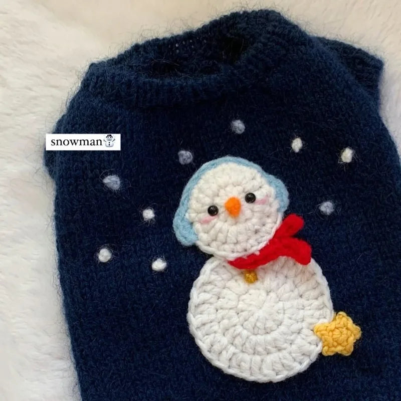Fashion Snowman Pet Knitwear Teddy Winter Warm Sweater Small to Medium Dog Christmas Clothes Dog Stuff
