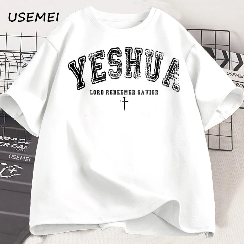 Vintage Yeshua Tshirt Christian Yeshua T Shirt Religious Aesthetic Faith Clothing Jesus Bible Verse T-shirt Men Women Clothing