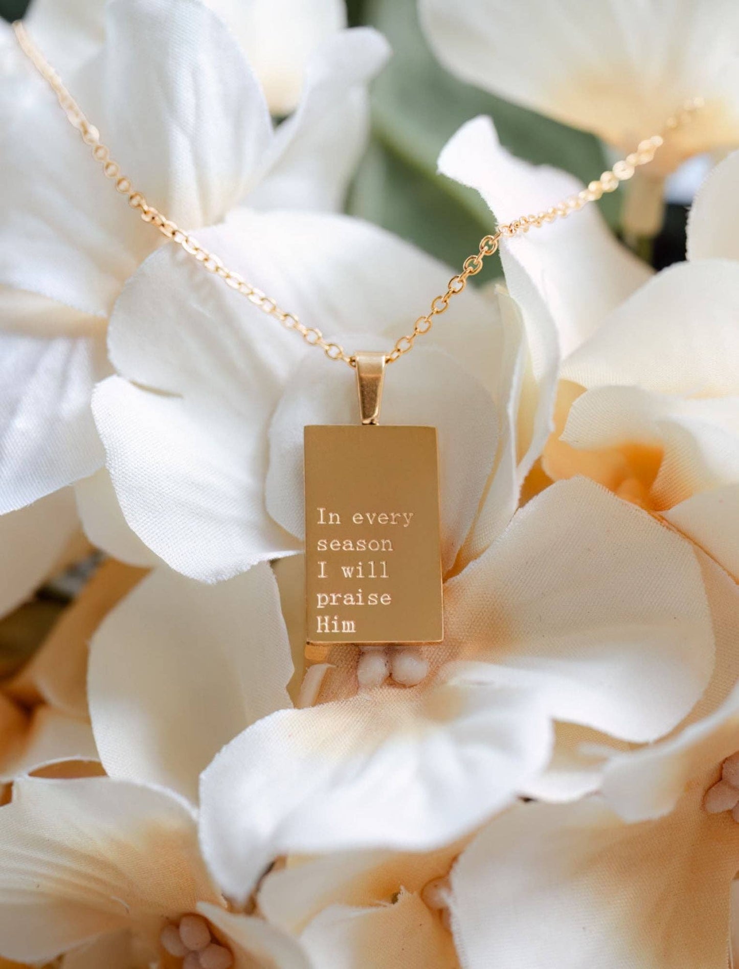 Necklace: In every season I will Praise (18 kt Gold)