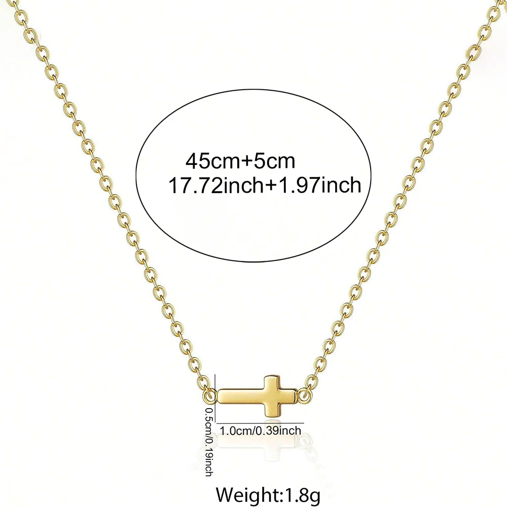 DGIDDK Stainless Steel Delicate Vintage Cross Pendant Necklace Simple Fashion Faith For Women Jewelry Daily Commuter With