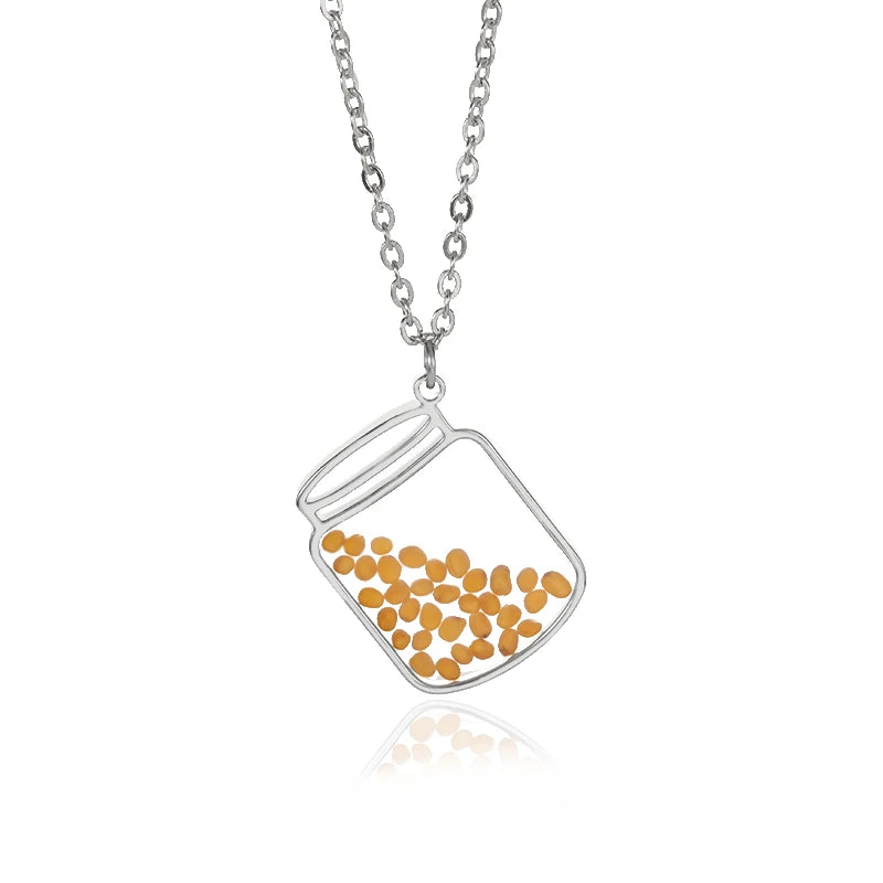 Creativity Mustard Seed Necklace Fashion Stainless Steel Chain Faith Necklace For Women Girl Christian Inspirational Jewelry