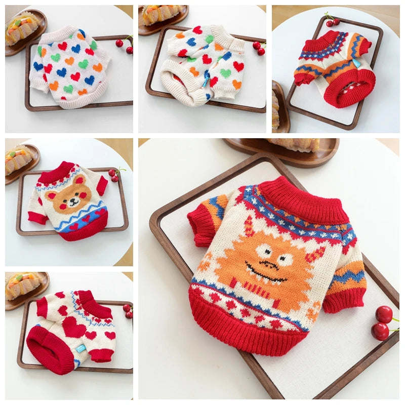Halloween Sweater Costumes For Small Dogs Pullover Outfit Pet Knitted Clothes Chihuahua  Sausage Autumn Winter Puppy Cat Stuff
