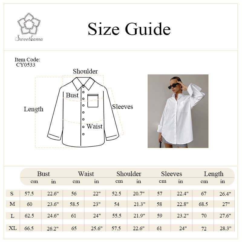 White Lapel Collar Botton Down Loose Fit Daily Shirt