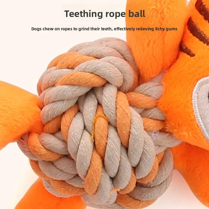 Dog Enrichment Toy Cute Animal Rope Dog Toy Plush Puppy Chew Pet Squeak Toy Cartoon Interactive Games For Dogs Stuff For Dogs