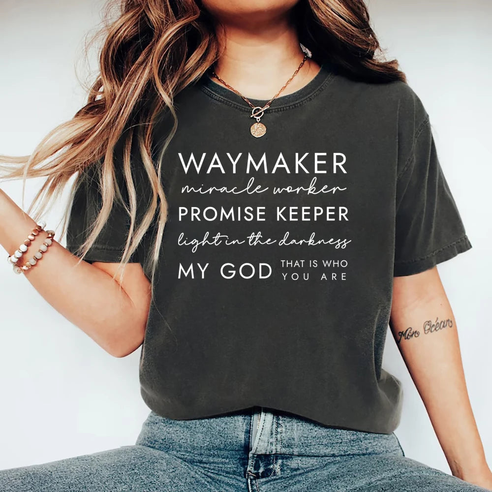 Waymaker T Shirt Christian Tee Faith Top Religious Jesus Tshirt Women's Short Sleeve Graphic T Shirts Casual Bible Verse Clothes