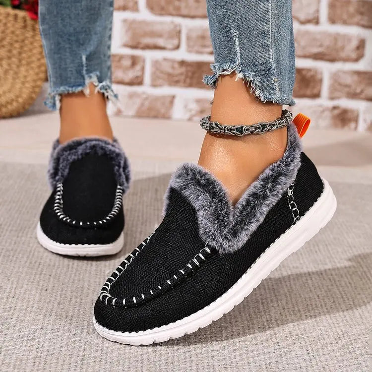 2025 Women Casual Shoes Low Heel Platform Sneakers Women Thickened Fluff Shoes Winter Warm Faux Fur Lined shoes