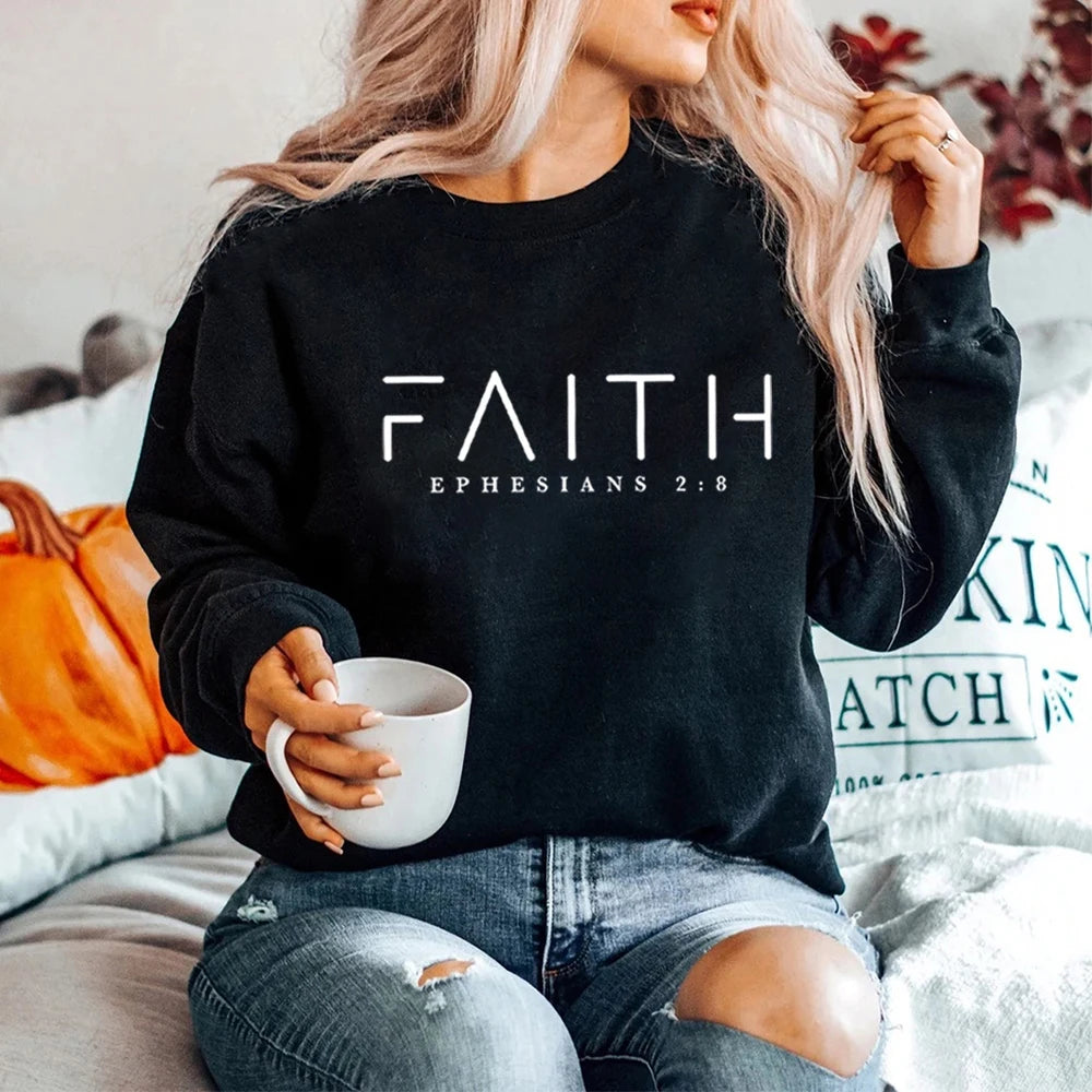 Trendy Faith Sweatshirt Bible Verse Shirt Christian Clothing Women Streetwear Sweater Hoodie Aesthetic Clothes