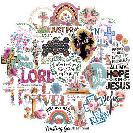 50PCS Jesus Phrase Graffiti Stickers Faith Stickers Positive Energy for Laptop Scrapbook Luggage Car Motorcycle Phone Decor