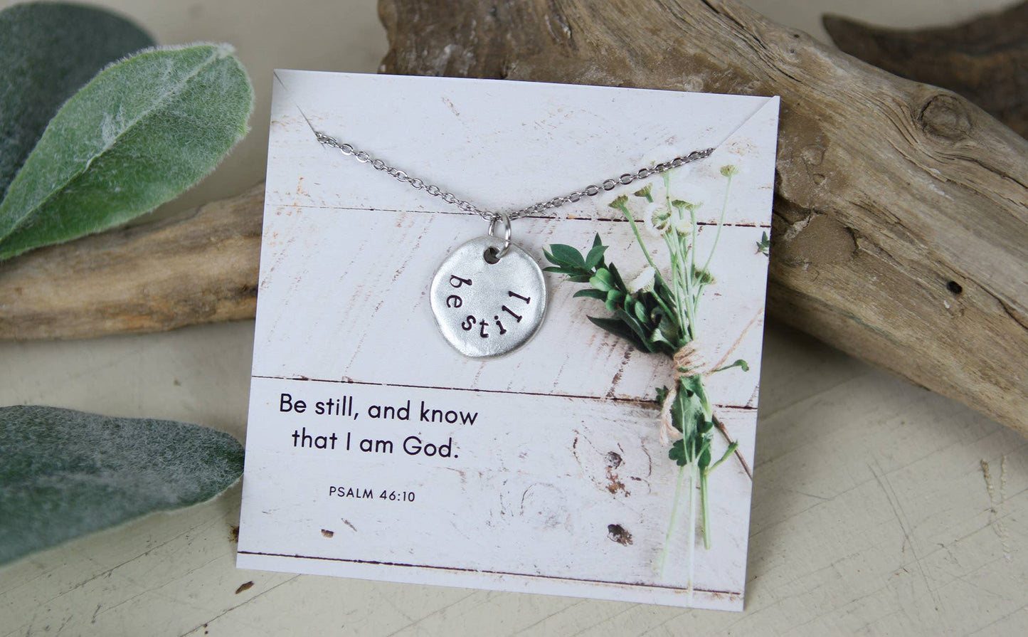 Be Still Hand Stamped Scripture Necklace