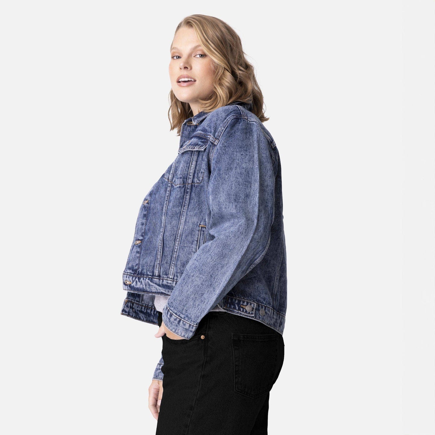 Vintage Washed Faith Over Fear Denim Jacket