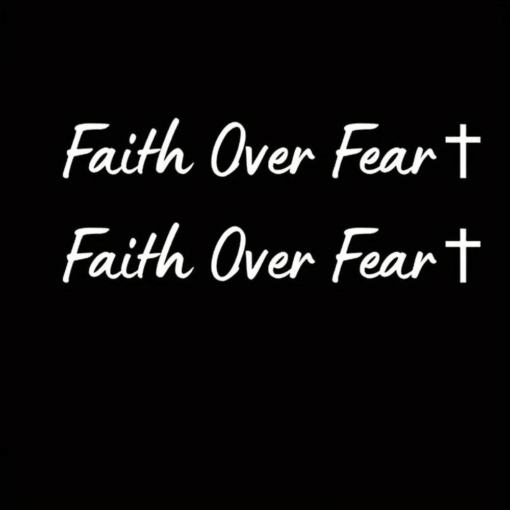 2PCS Faith Over Fear Car Stickers Waterproof for Rearview Mirror Windows Decor Durable Vinyl Decals Motorcycle Accessories
