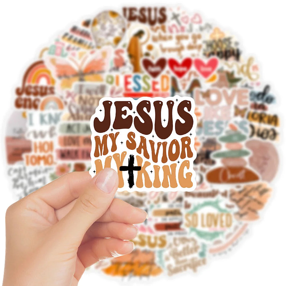10/30/50pcs Jesus Phrase Graffiti Stickers Bible Faith Cross Words Decals Waterproof DIY Water Bottles Laptop Phone Stationery