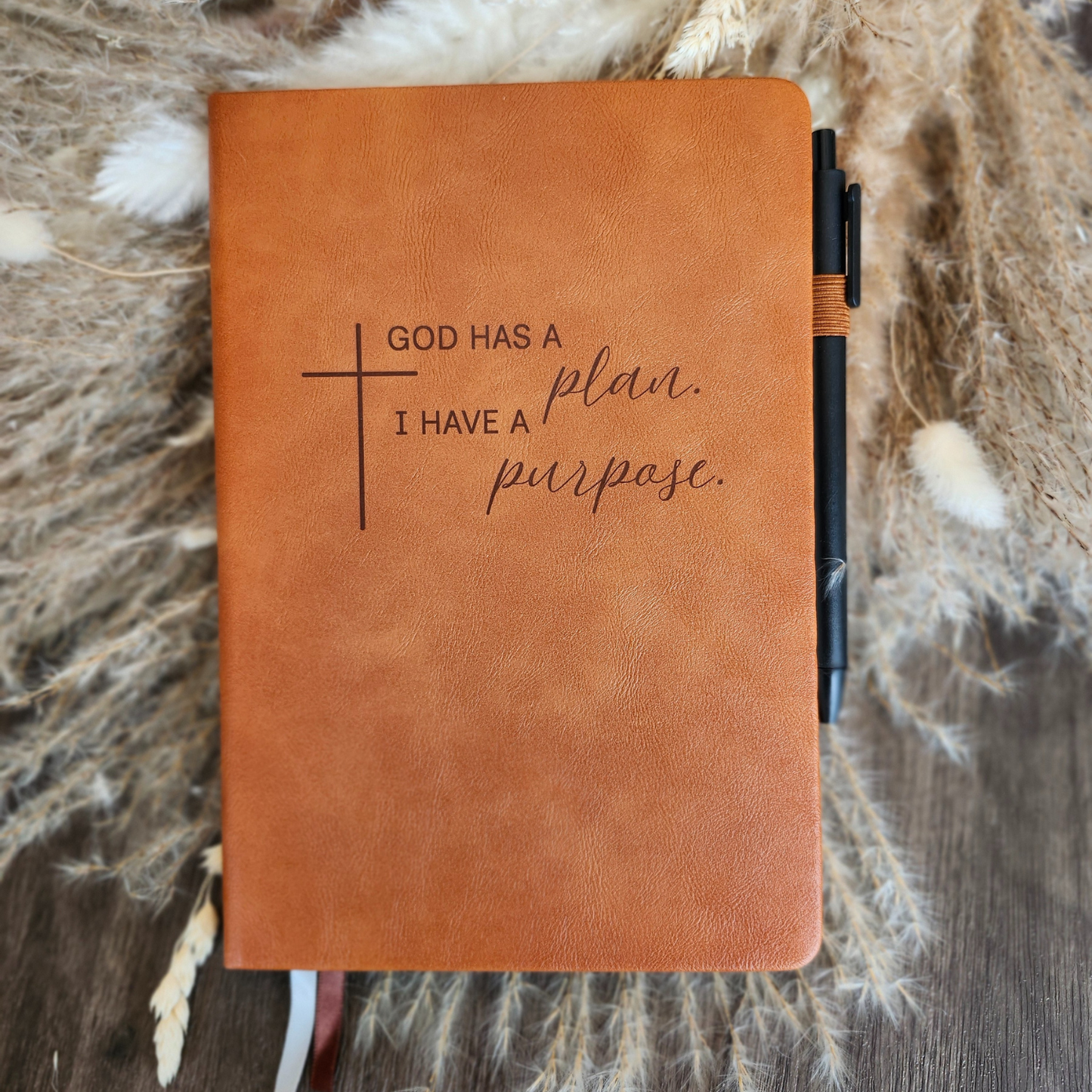 Engraved Leather Christian Journal: God has a Plan