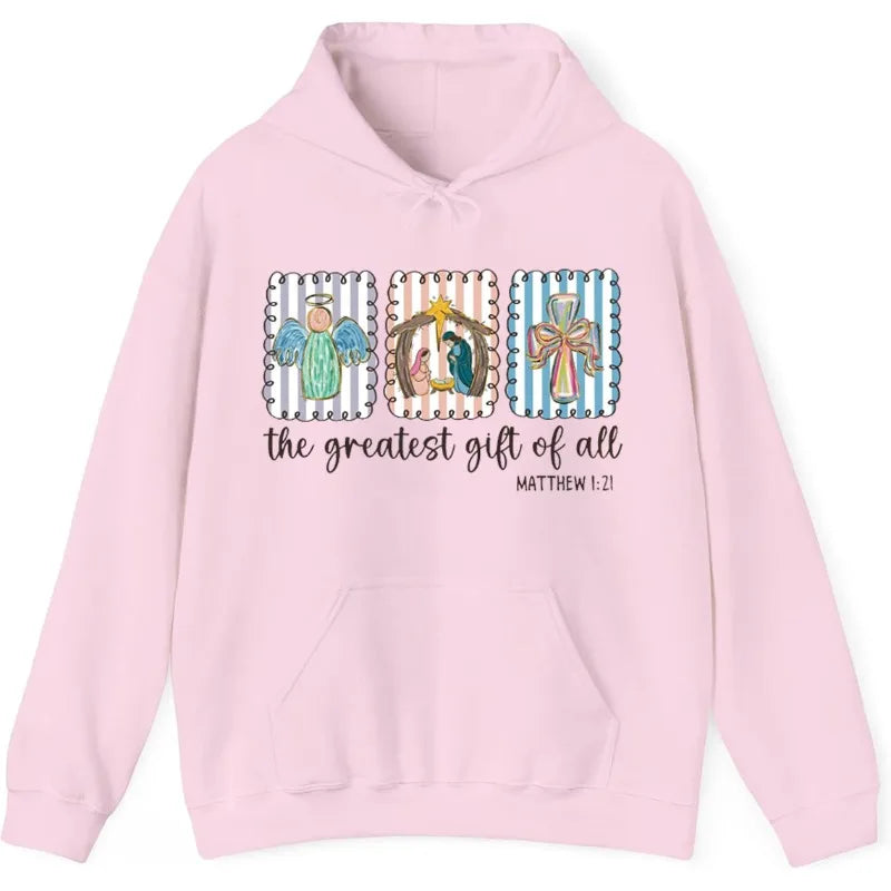 Christian Nativity Scene Faith Christmas Religious Holiday Art Decorative Sweatshirt Long Sleeve Casual Soft Comfortable Hoodie