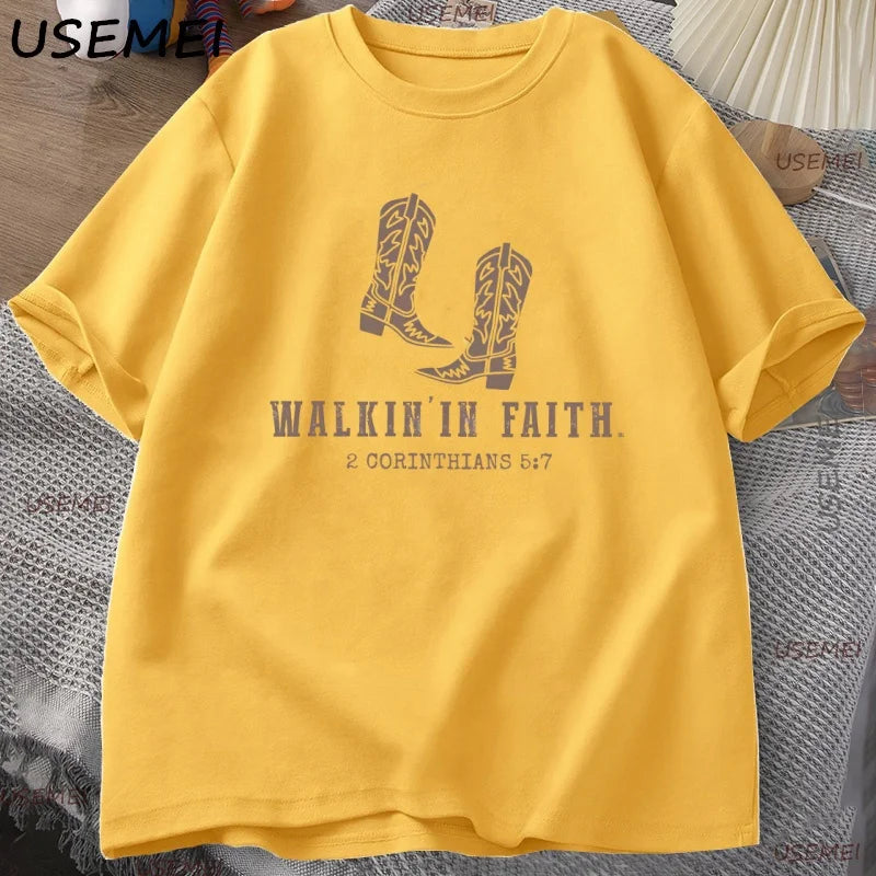 Christian Western Minimalist T Shirt Christian Tee Faith Based Printed T-shirt Casual Men Women Cotton Short Sleeve Clothes Tops