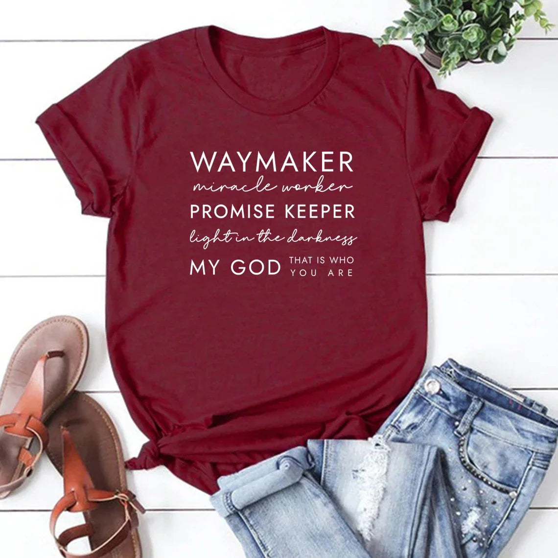 Waymaker T Shirt Christian Tee Faith Top Religious Jesus Tshirt Women's Short Sleeve Graphic T Shirts Casual Bible Verse Clothes
