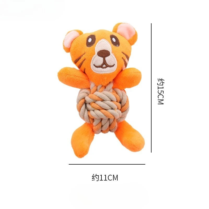Dog Enrichment Toy Cute Animal Rope Dog Toy Plush Puppy Chew Pet Squeak Toy Cartoon Interactive Games For Dogs Stuff For Dogs