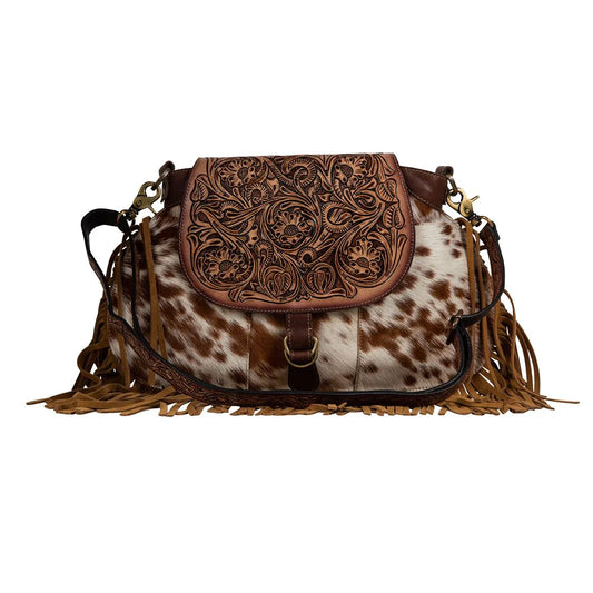 7521 Classic Country Fringed Hand Tooled Bag