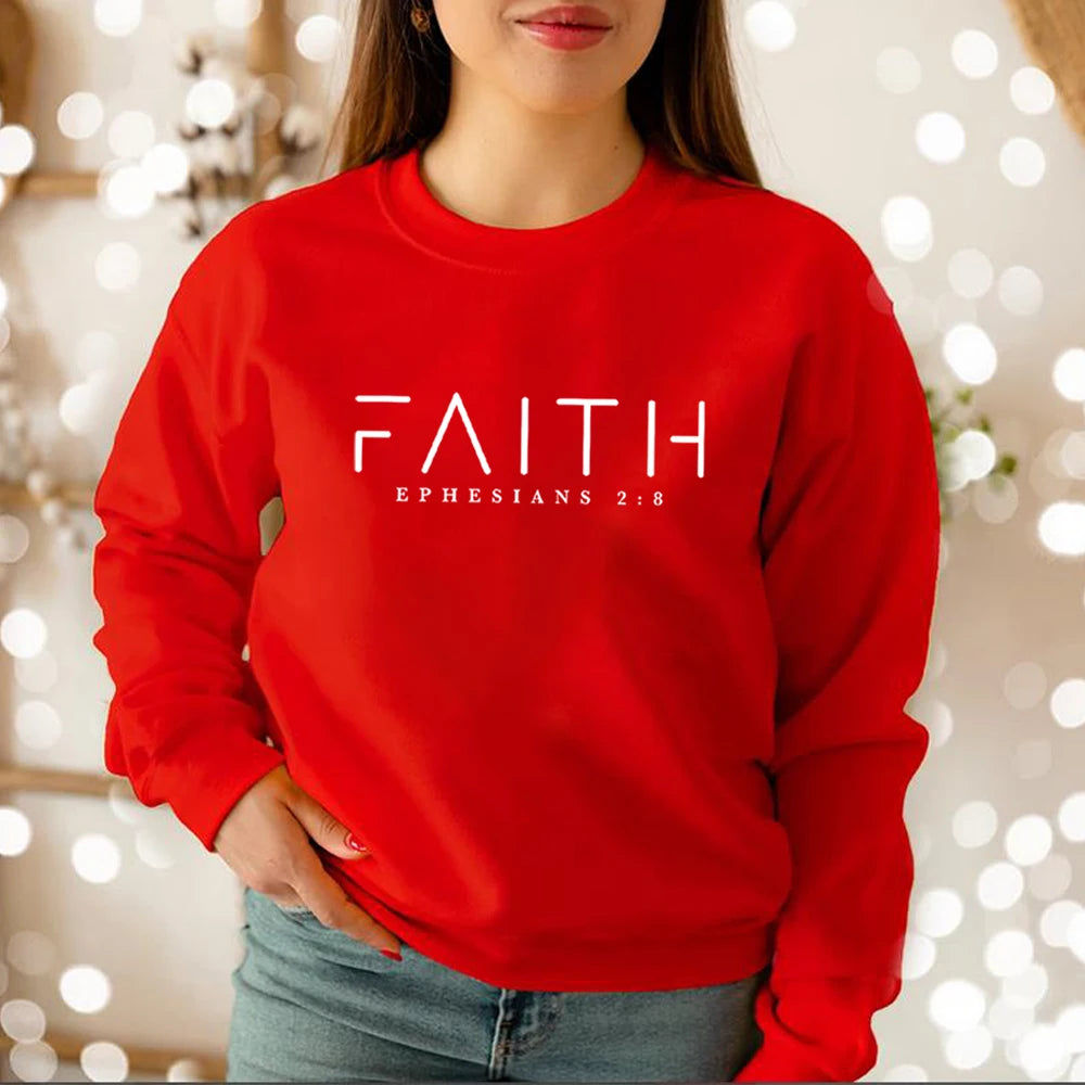 Trendy Faith Sweatshirt Bible Verse Shirt Christian Clothing Women Streetwear Sweater Hoodie Aesthetic Clothes