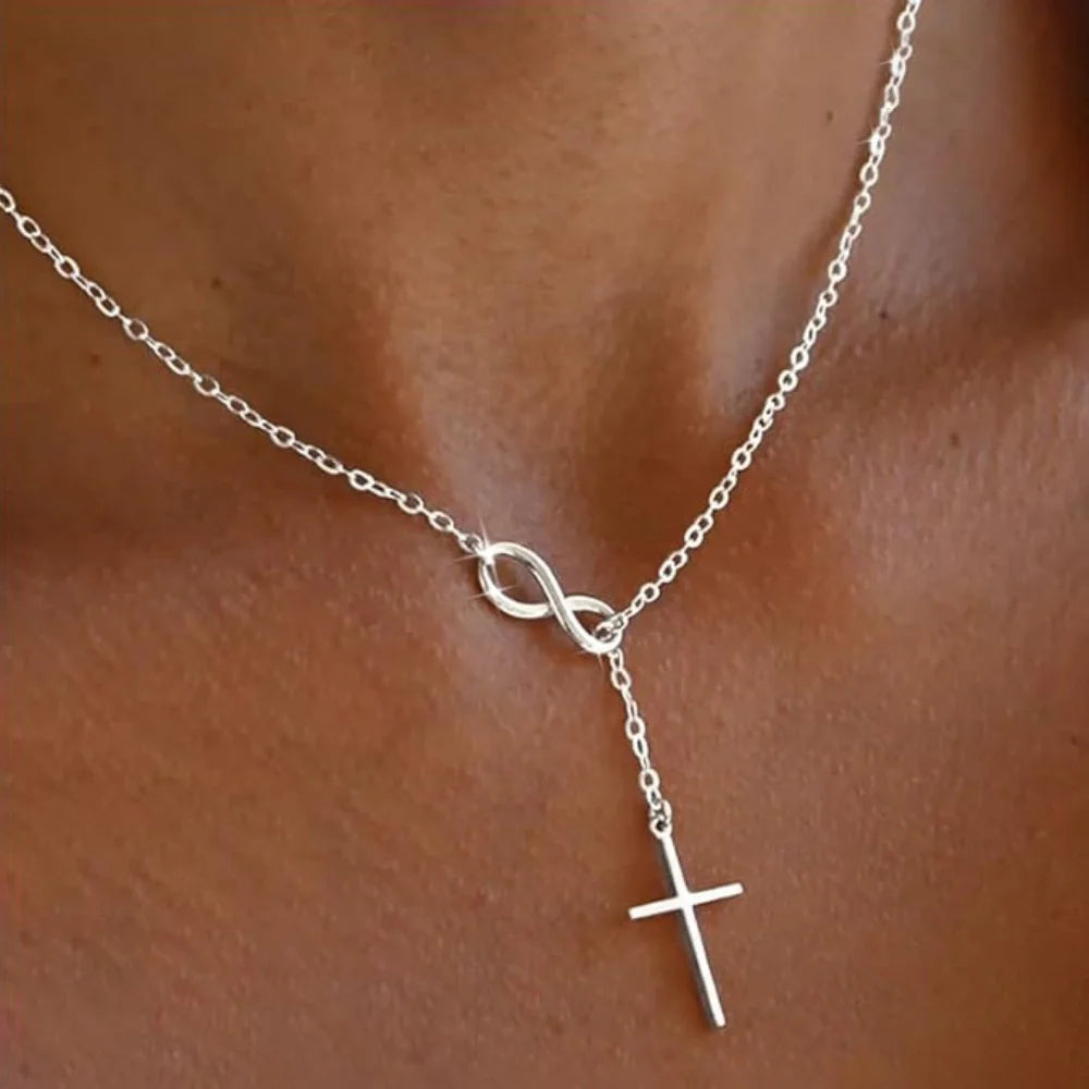 MEDFOLY Cross Pendant Necklaces for Women Dainty 14K Silver Plated Easter Waterproof Necklace Simple Christian Faith Jewelry