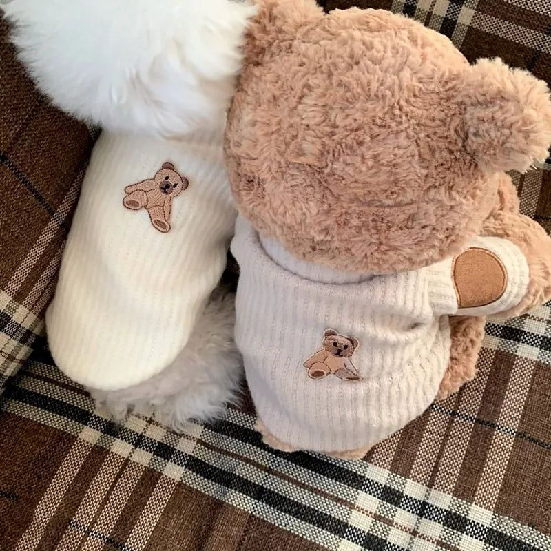 Dog Knitted Bottoming Shirt Winter Pet Clothing Teddy Bear Warm Vest Soft Two-Piece Pullover for Puppies Dog Stuff