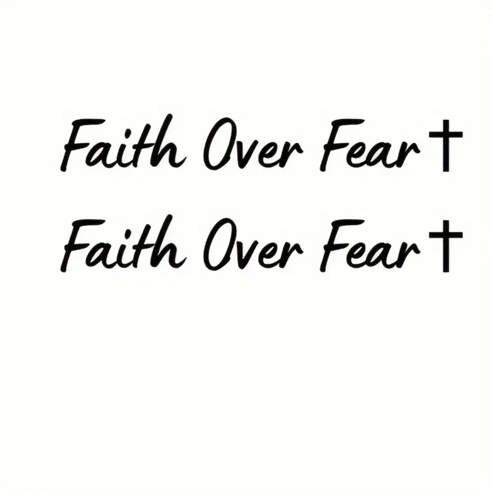 2PCS Faith Over Fear Car Stickers Waterproof for Rearview Mirror Windows Decor Durable Vinyl Decals Motorcycle Accessories