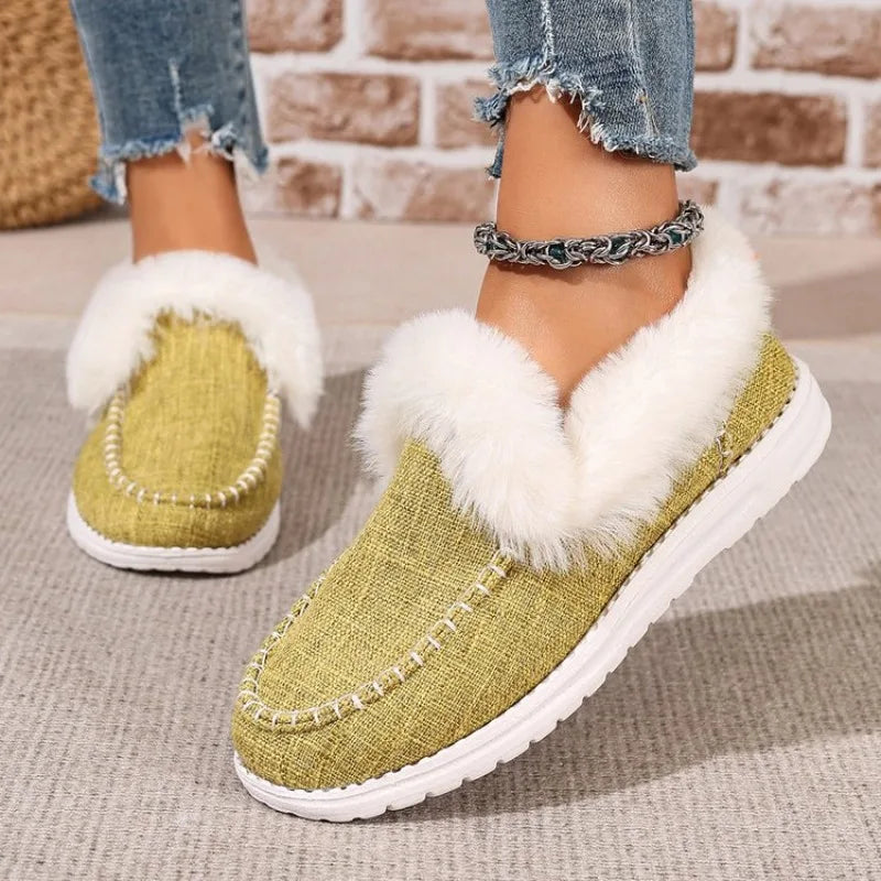 2025 Women Casual Shoes Low Heel Platform Sneakers Women Thickened Fluff Shoes Winter Warm Faux Fur Lined shoes